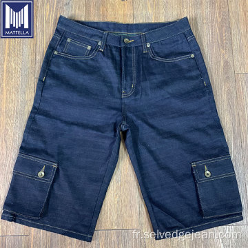 Pantalons de cargaison multifonction de 12 oz shorts en denim lisière